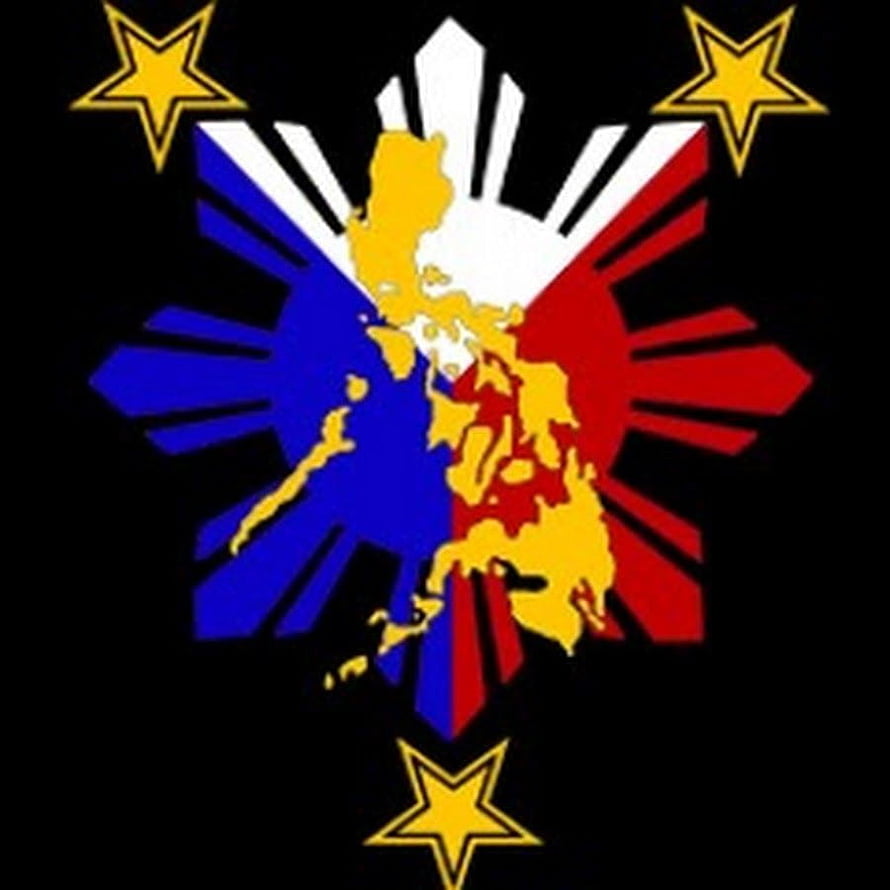 Philippines National Flag Map Design With Sun And Stars On Black Background HD phone wallpaper