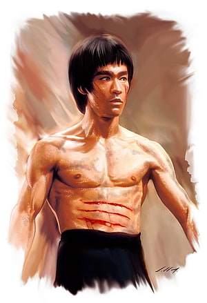 Bruce Lee Digital Portrait in Enter The Dragon Martial Arts Style HD phone wallpaper