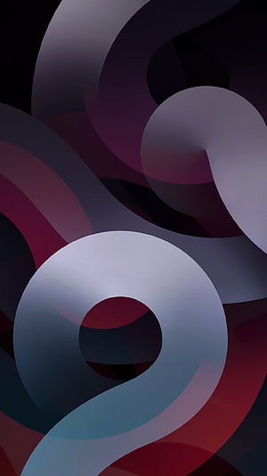 Dark Abstract 3D Curved Shapes with Deep Purple and Crimson Gradients HD phone wallpaper