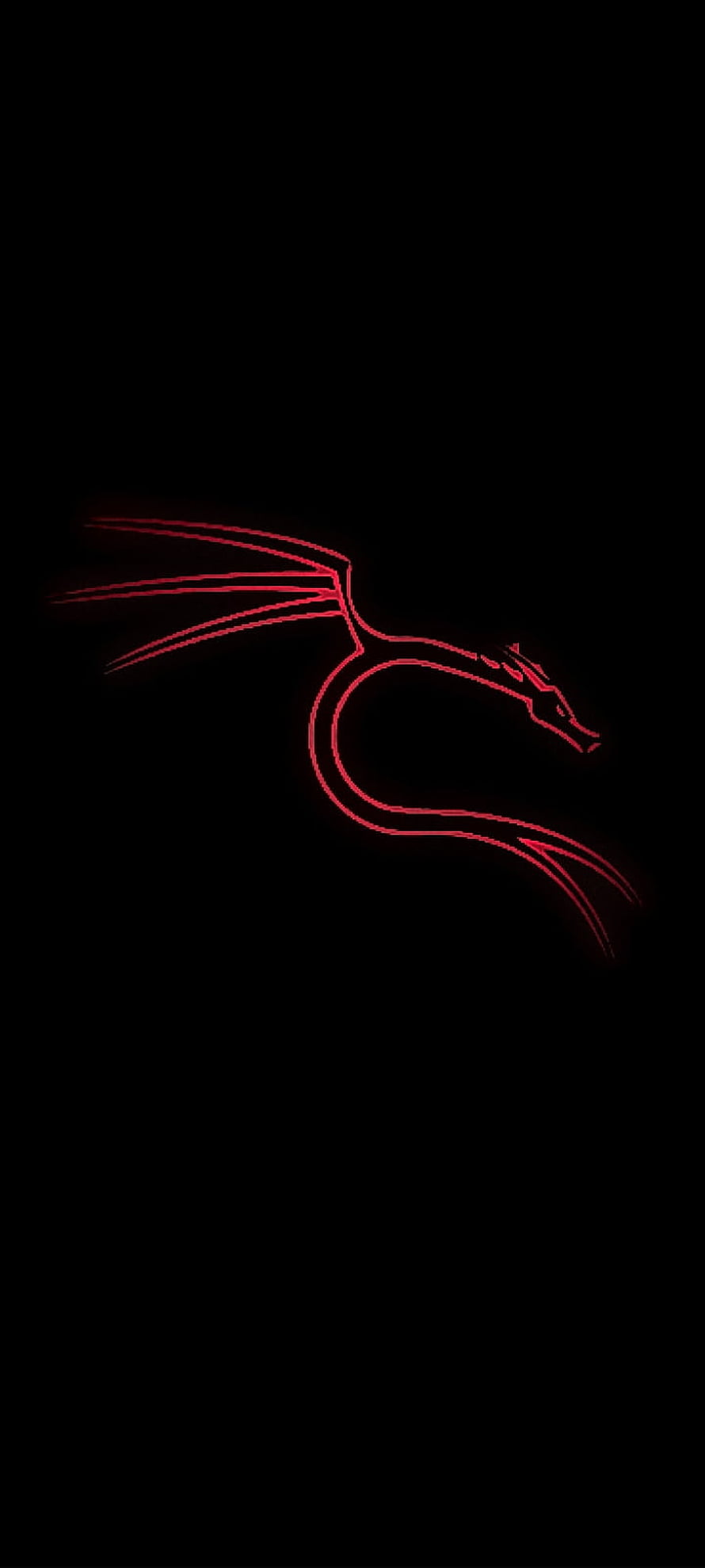 Minimalist Red Neon Dragon Line Art on Black Background HD phone wallpaper
