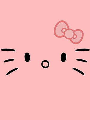Minimalist Hello Kitty Face with Pink Bow on Soft Pastel Background HD phone wallpaper