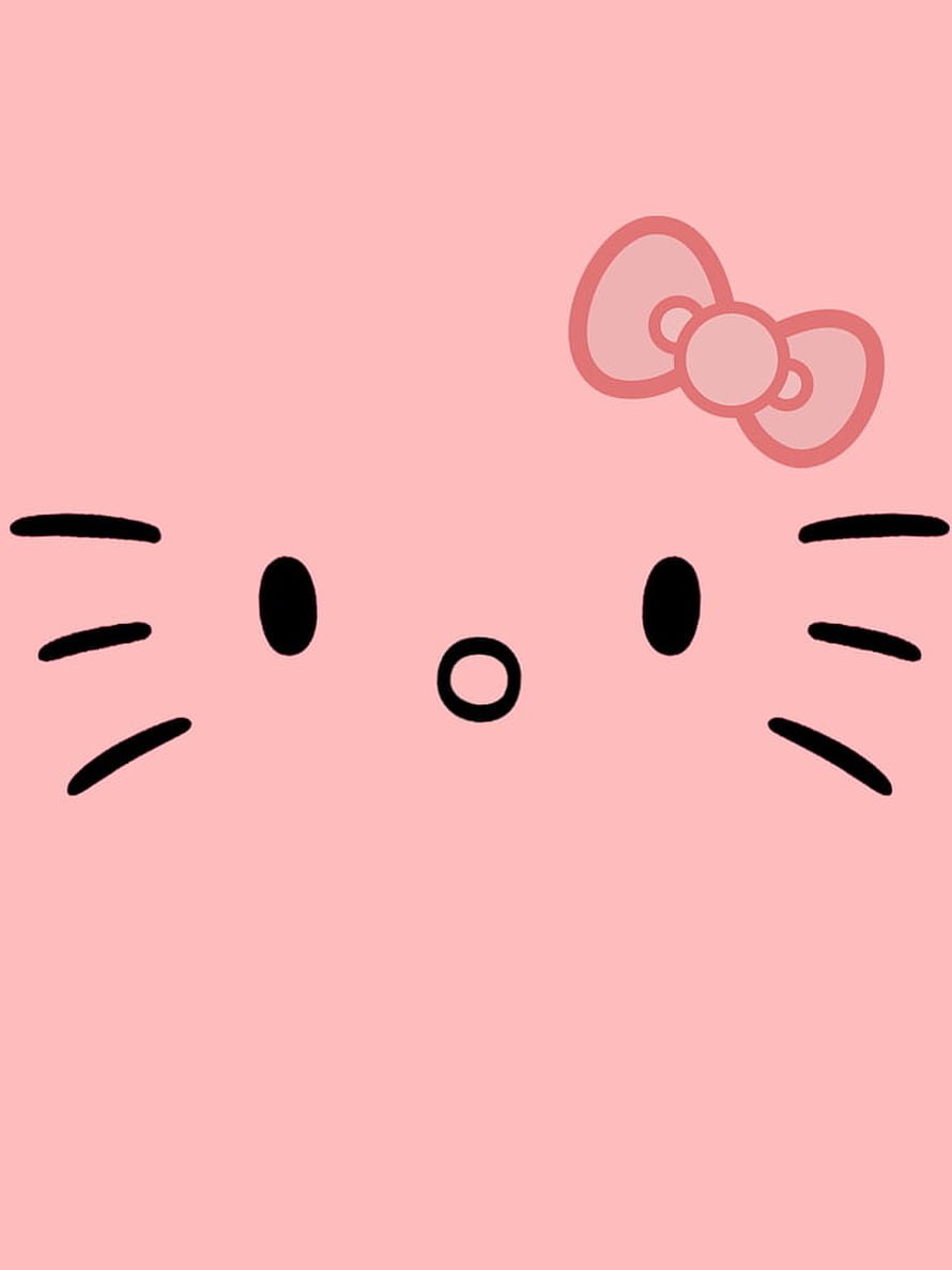 Minimalist Hello Kitty Face with Pink Bow on Soft Pastel Background HD phone wallpaper