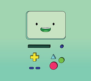 Cute BMO Character from Adventure Time as a Retro Game Controller on Mint Background HD wallpaper