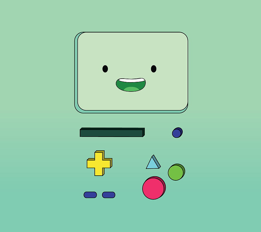 Cute BMO Character from Adventure Time as a Retro Game Controller on Mint Background HD wallpaper