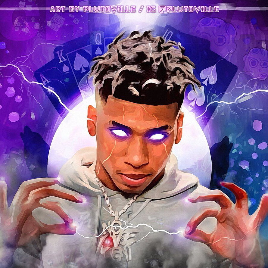 Blueface Digital Art Portrait with Glowing Eyes and Electric Energy HD phone wallpaper