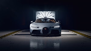 Bugatti Chiron Super Sport Front View in Dramatic Wind Tunnel Lighting HD wallpaper