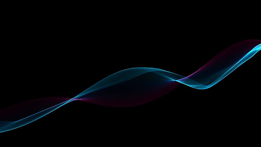Elegant Neon Wave Abstract Design with Cyan and Magenta Light Trails on Black Background HD wallpaper