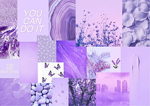 Pastel Purple Aesthetic Collage with Floral and Abstract Textures HD wallpaper