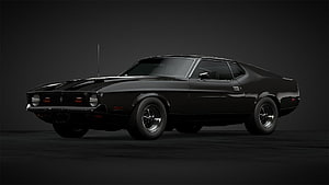 Black Ford Mustang Boss 429 Classic Muscle Car Studio Profile HD wallpaper