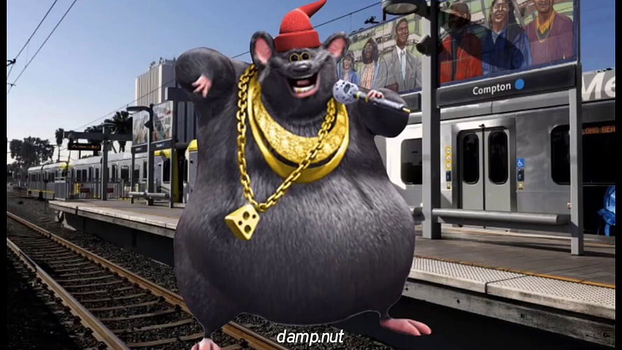 Biggie Cheese 3D Render at Compton Metro Station with Gold Chains and Microphone HD wallpaper