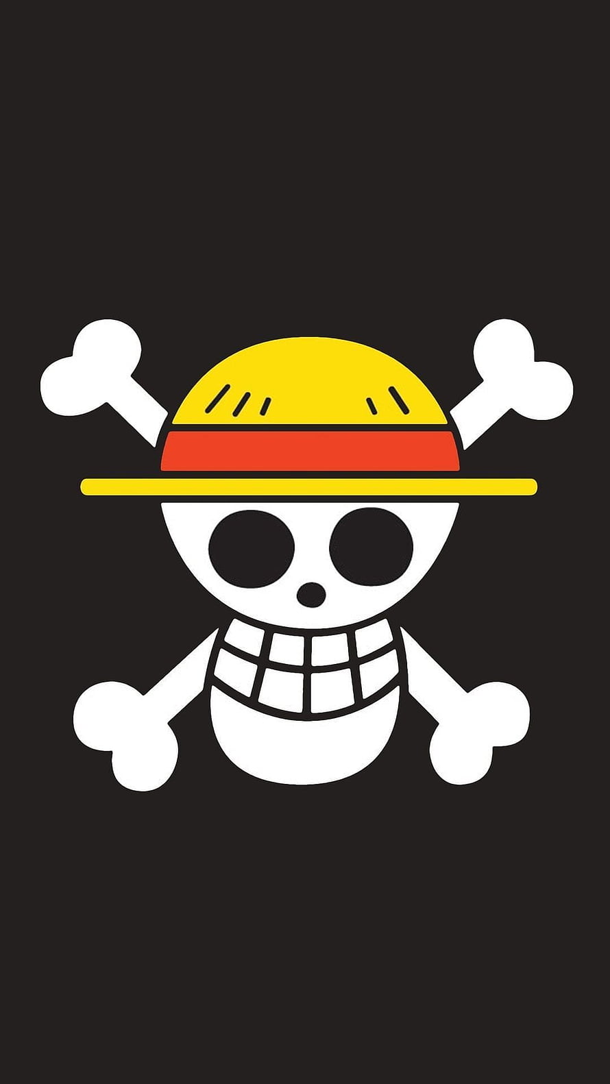 One Piece Jolly Roger Skull and Crossbones Logo on Black Background HD phone wallpaper