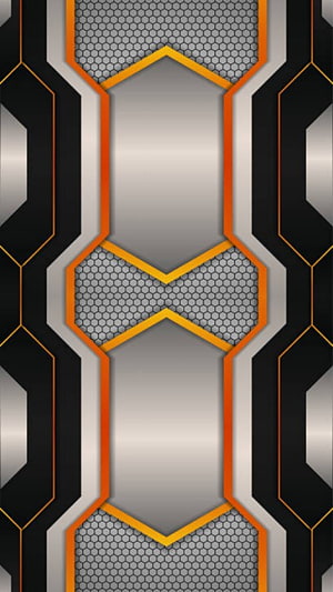 Futuristic Geometric Tech Pattern with Orange and Silver Hexagonal Mesh Design HD phone wallpaper