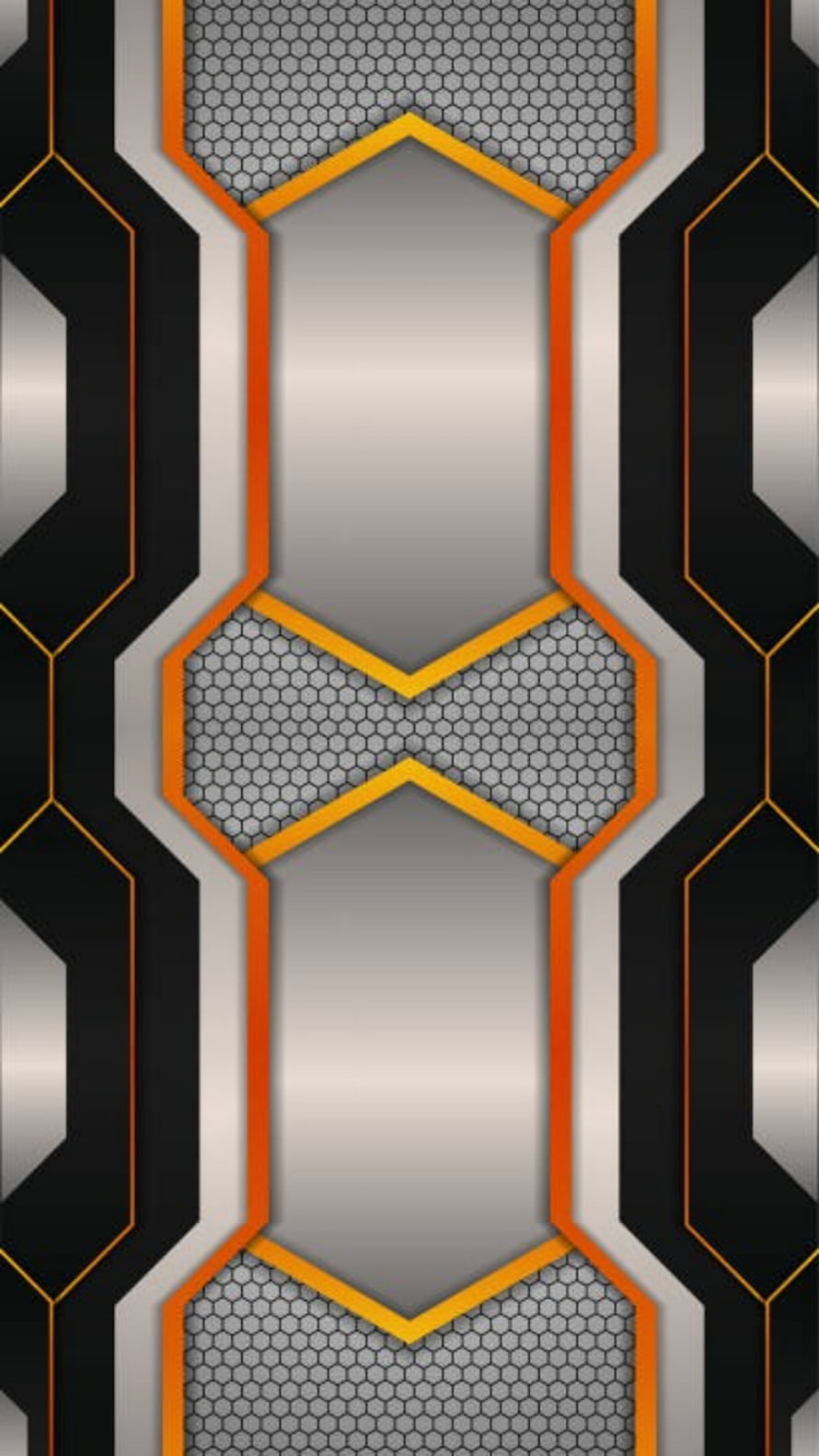 Futuristic Geometric Tech Pattern with Orange and Silver Hexagonal Mesh Design HD phone wallpaper