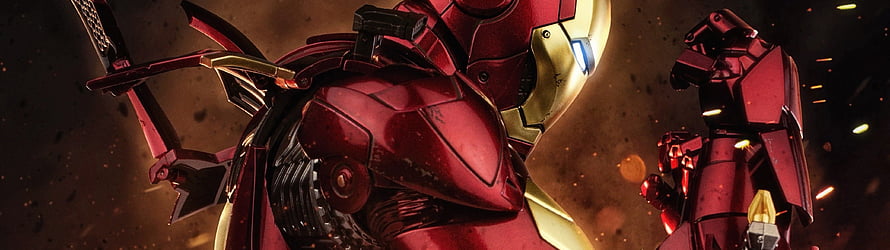 Iron Man Hulkbuster Armor Close-Up in Cinematic Battle Scene HD wallpaper