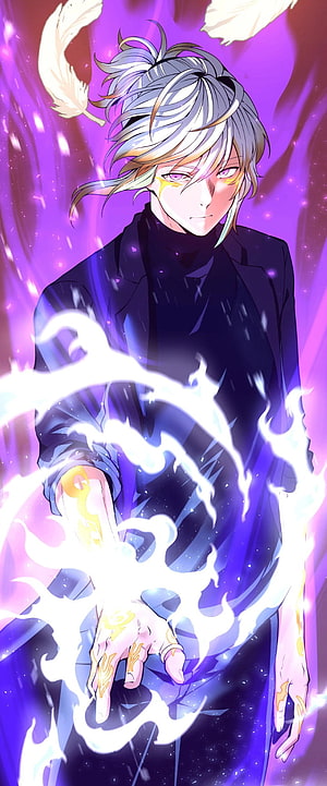 Arthur Leywin from The Beginning After the End channeling white flame magic with glowing runes HD phone wallpaper