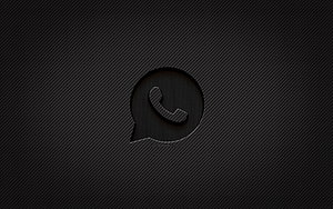 Dark Carbon Fiber WhatsApp Logo with Grunge Texture and Minimalist Design HD wallpaper