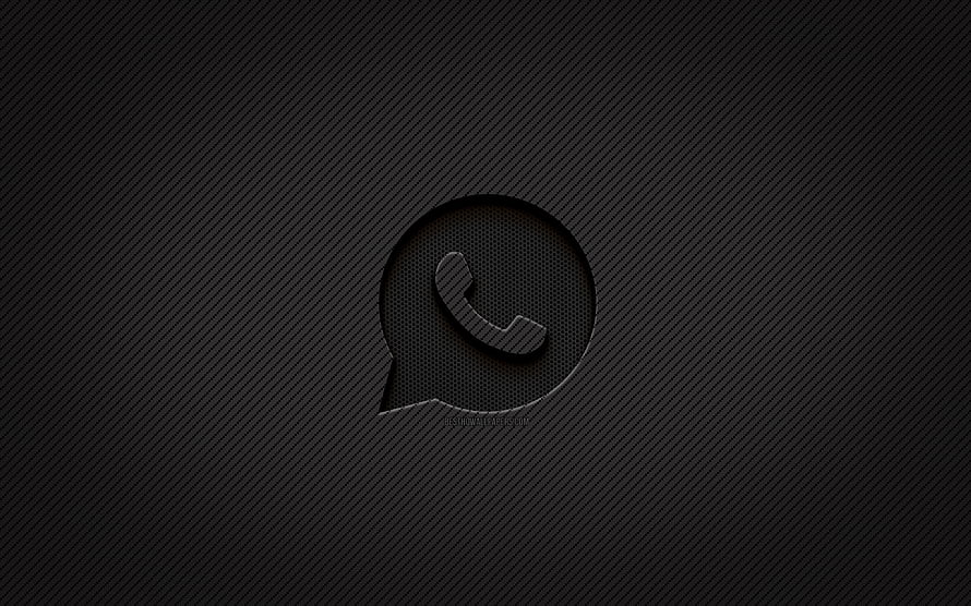 Dark Carbon Fiber WhatsApp Logo with Grunge Texture and Minimalist Design HD wallpaper