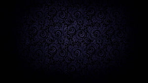 Dark Blue Royal Black Damask Pattern with Ornate Floral Swirls and Vignette HD wallpaper