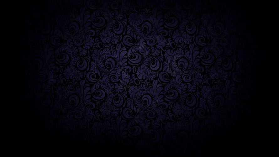 Dark Blue Royal Black Damask Pattern with Ornate Floral Swirls and Vignette HD wallpaper
