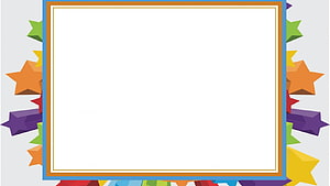 Colorful Star Border Frame Template with White Center for Presentations and Kids Activities HD wallpaper