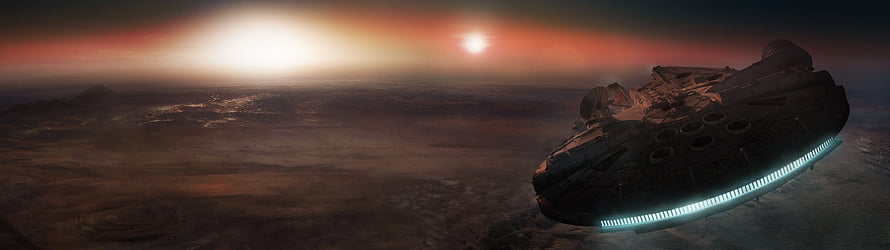 Star Wars Star Destroyer Cruising Over a Desert Planet at Sunset HD wallpaper