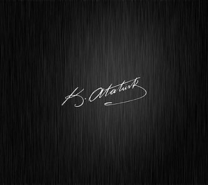Mustafa Kemal Atatürk Signature on Dark Brushed Metal Background HD wallpaper