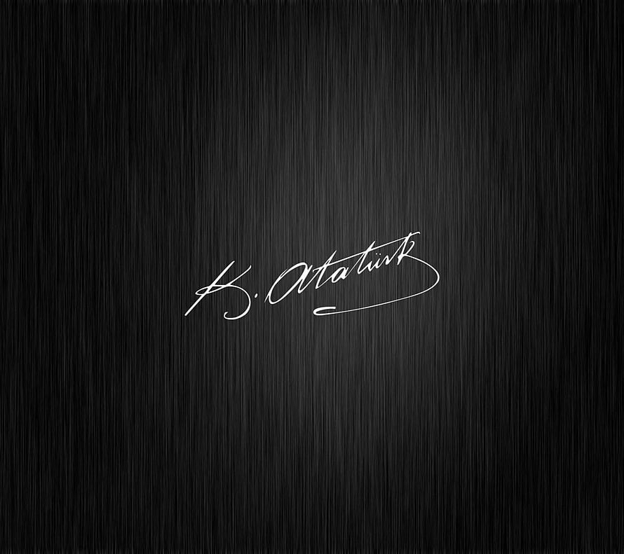 Mustafa Kemal Atatürk Signature on Dark Brushed Metal Background HD wallpaper