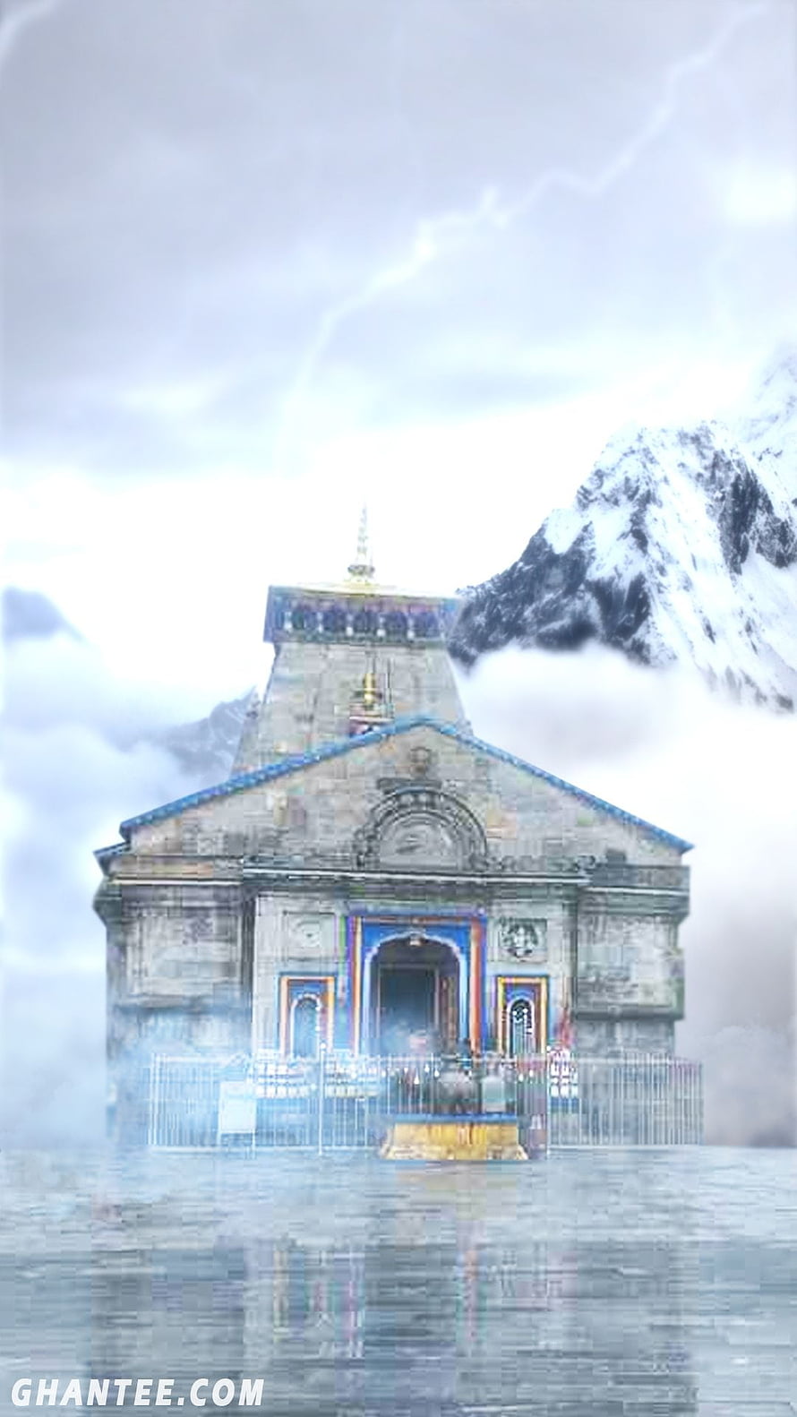 Kedarnath Temple in the Himalayas with Snow-Capped Peaks and Misty Atmosphere HD phone wallpaper