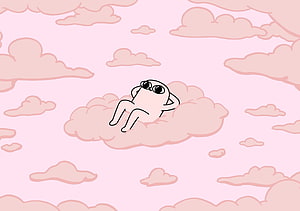 Ketnipz relaxing on a pink cloud in a dreamy pastel sky HD wallpaper