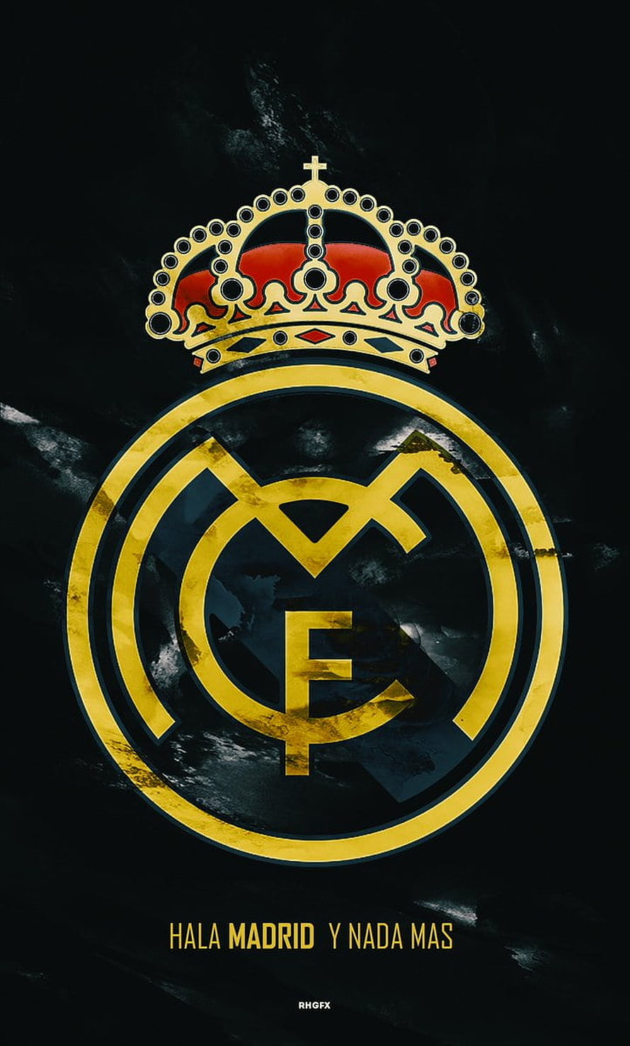 Real Madrid Club Emblem with Royal Crown on Dark Textured Background HD phone wallpaper