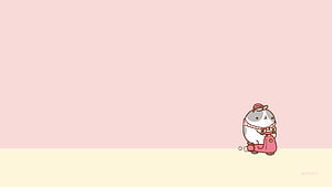 Cute Kawaii Hamster Riding Pink Scooter on Pastel Background HD wallpaper
