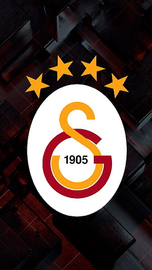 Galatasaray 1905 Club Crest with Four Stars on Dark Stadium Background HD phone wallpaper