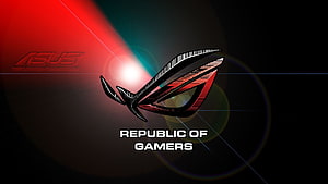 Asus Republic of Gamers Logo with Red and Black Abstract Design HD wallpaper