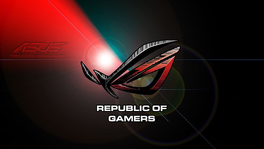 Asus Republic of Gamers Logo with Red and Black Abstract Design HD wallpaper