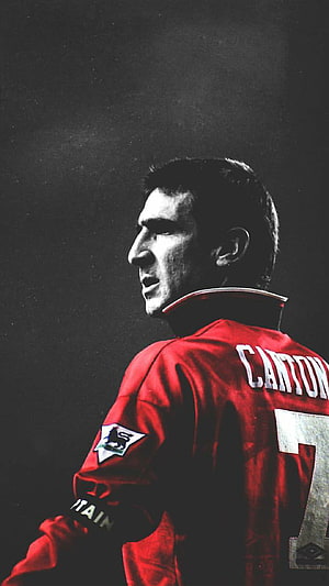 Eric Cantona in Manchester United Red Kit Profile Portrait HD phone wallpaper