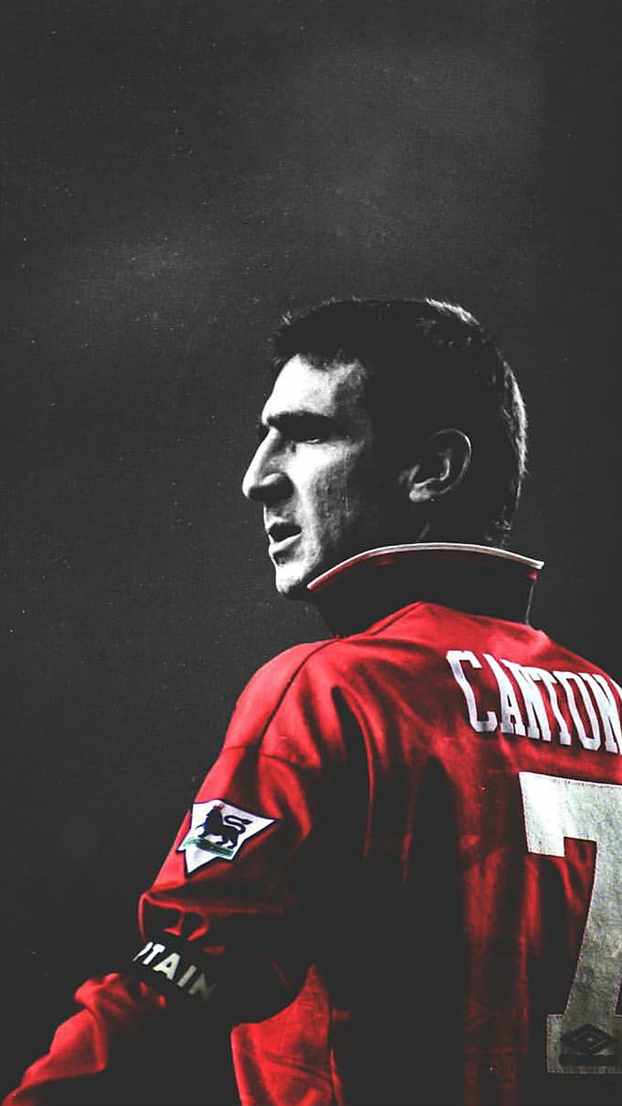 Eric Cantona in Manchester United Red Kit Profile Portrait HD phone wallpaper