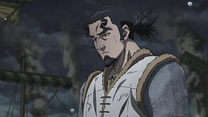 Vinland Saga anime character portrait with fur-lined tunic and dark night sky background HD wallpaper