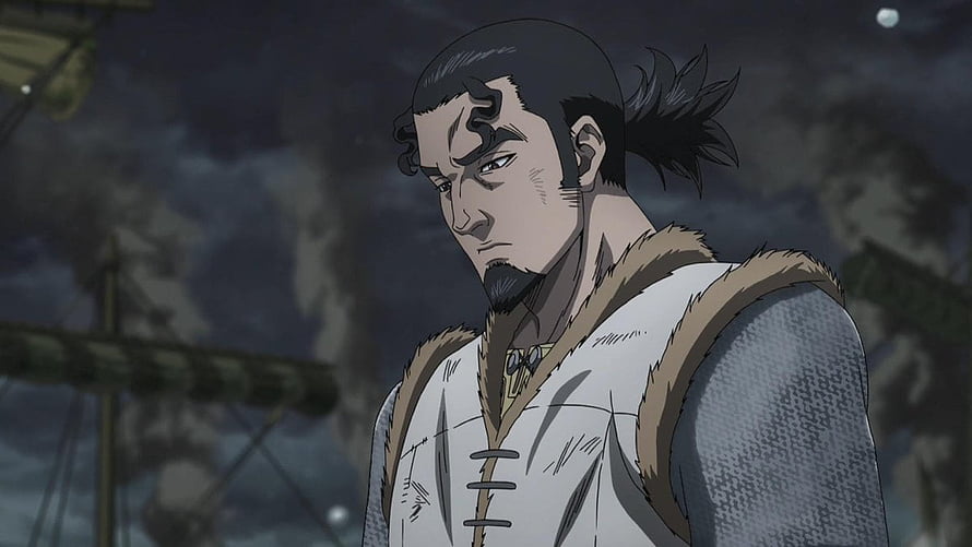 Vinland Saga anime character portrait with fur-lined tunic and dark night sky background HD wallpaper