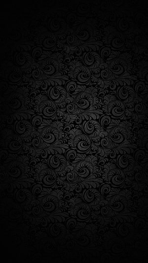 Black Elegant Damask Pattern with Ornate Floral Scrollwork and Dark Vintage Texture HD phone wallpaper