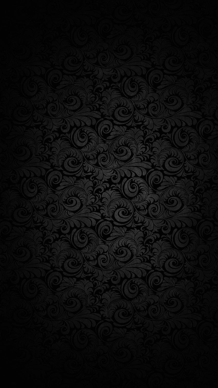 Elegant Black Damask Floral Pattern with Ornate Swirls and Vintage Texture HD phone wallpaper