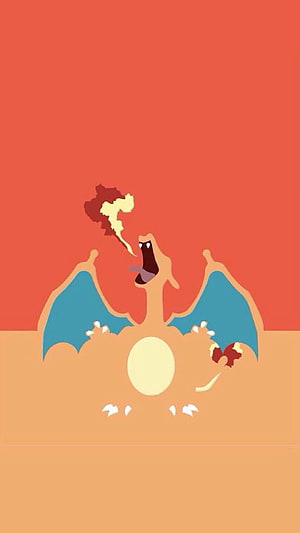 Charizard Breathing Fire in a Minimalist Flat Illustration Style HD phone wallpaper