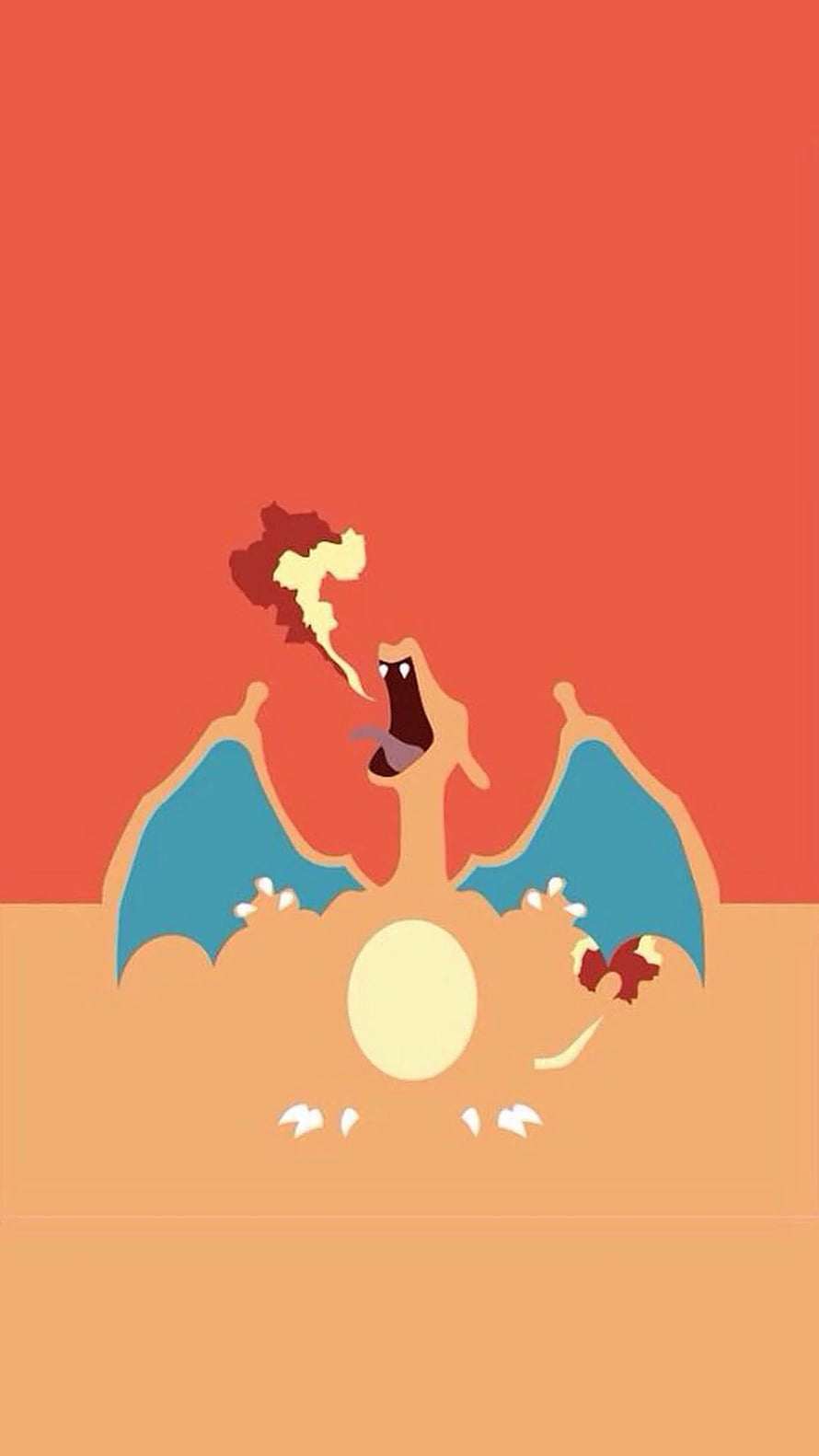 Charizard Breathing Fire in a Minimalist Flat Illustration Style HD phone wallpaper