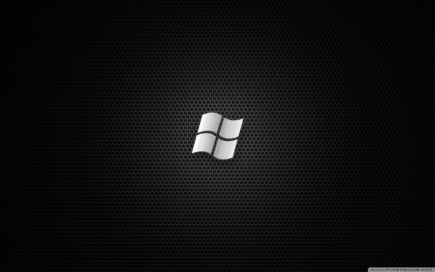 Windows XP Logo on Black Carbon Fiber Texture Background HD wallpaper