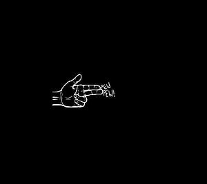 Minimalist White Line Art Hand Making Finger Gun Gesture on Black Background HD wallpaper