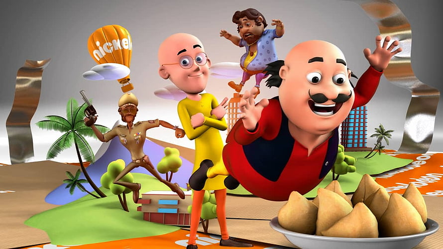 Motu Patlu 3D Animated Characters in Vibrant Nickelodeon Cartoon Scene HD wallpaper