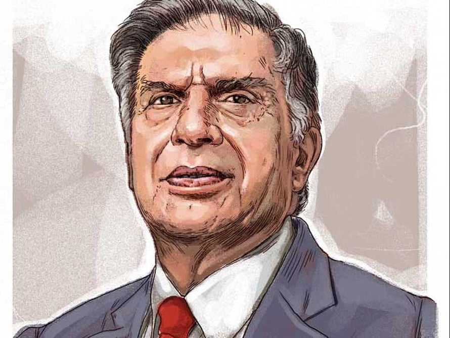 Ratan Tata Portrait Illustration in Business Suit and Red Tie HD wallpaper
