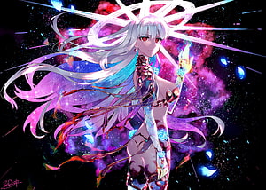 Kama Mara Assassin from Fate Grand Order in Cosmic Nebula Setting HD wallpaper