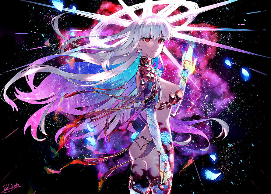Kama Mara Assassin from Fate Grand Order in Cosmic Nebula Setting HD wallpaper
