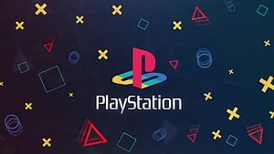 PlayStation Logo With Classic Controller Symbols On Dark Background HD wallpaper