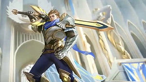 Alucard Lightborn Defender Skin from Mobile Legends in Silver and Gold Armor HD wallpaper